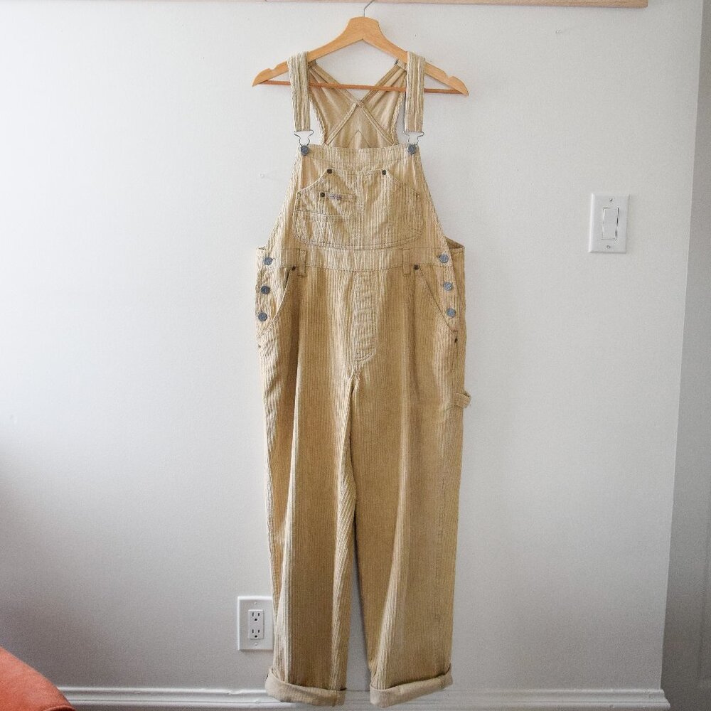 90s Squeeze beige corduroy overalls
